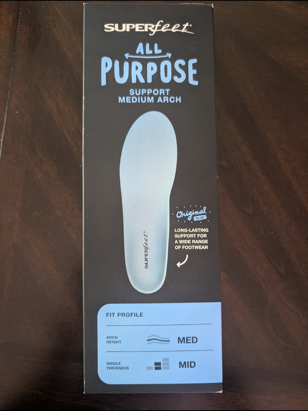 Superfeet All Purpose Medium Arch Insoles - Blue